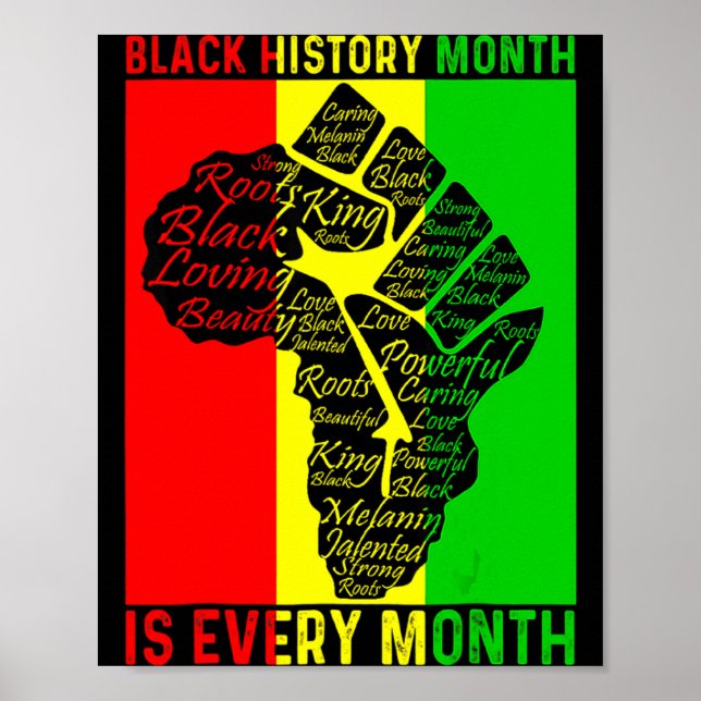 Svart historiemånad är varje månad Power Fist Afri Poster (Framsidan)