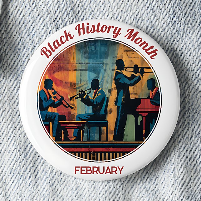 Svart historiemånad Jazzband Pinback-knapp Knapp (Skapare uppladdad)