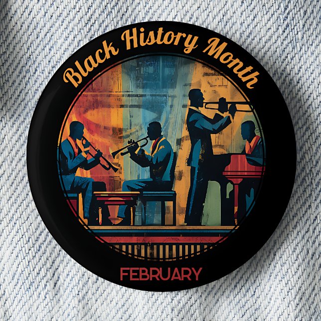 Svart historiemånad Jazzband Pinback-knapp Knapp (Skapare uppladdad)