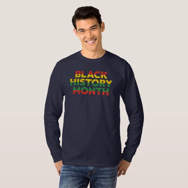Svart historiemånad långärmad t-shirt (Hel framsida)