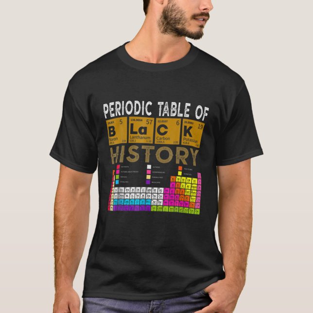 Svart historiens periodiska Bord, afrikansk amerik T Shirt (Framsida)