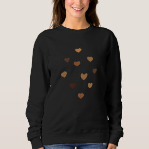 Svart historik för Melanin Skin Tone Hearts Månad T Shirt