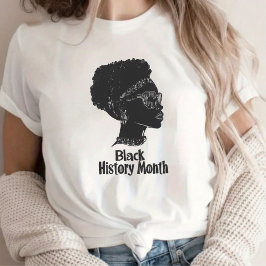 Svart historik för Proud Afro Girl Sketch i månade T Shirt