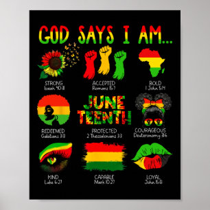 Svart historik Juneteenth Gud säger att jag är kri Poster