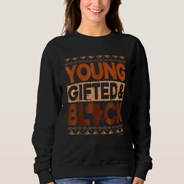 Svart historik Melanin Young Ed and Black Afrika T Shirt (Framsida)