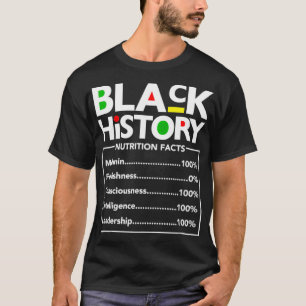 Svart historik Nutrition Facts Melanin Näringsgre T Shirt