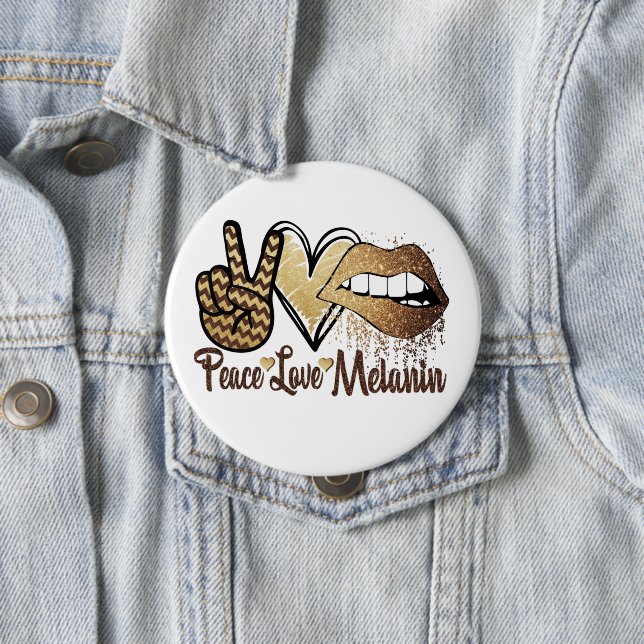 Svart Historik Peace Kärlek Melanin Button Knapp (In Situ)