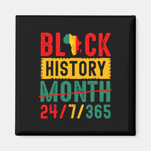 Svart historik T Shirts Black History Månad Levert Magnet (Framsidan)