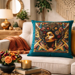 Svart historik - utskrift i trådar kudde