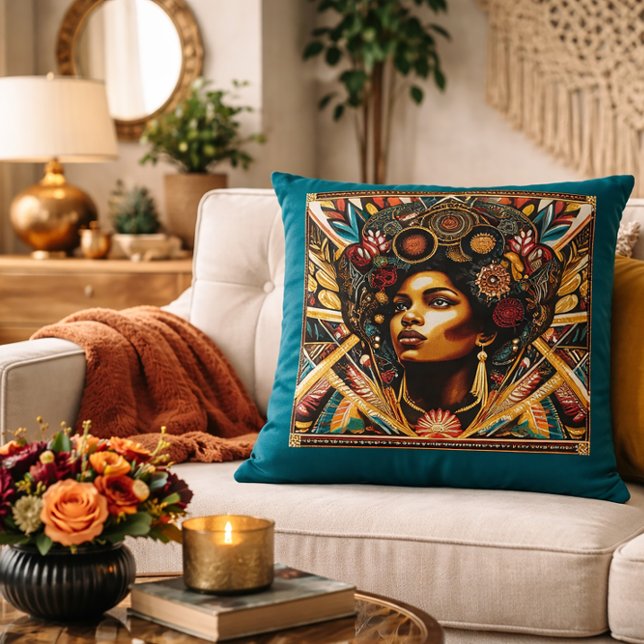 Svart historik - utskrift i trådar kudde (Skapare uppladdad)