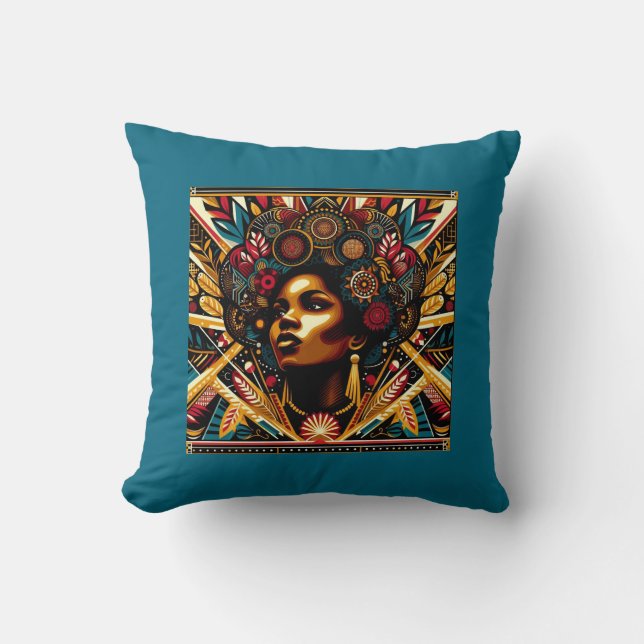 Svart historik - utskrift i trådar kudde (Framsida)