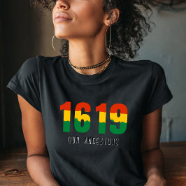 Svart historikmånad 1619 Afro Flagga T-Shirt
