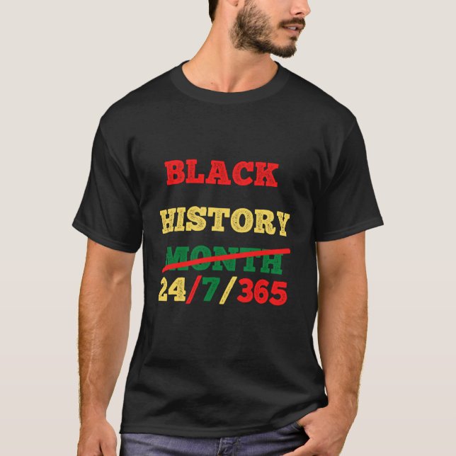Svart historikmånad 24/7/365 t shirt (Framsida)