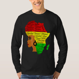 Svart historikmånad Afrika Hair Ord Art Afro T Shirt