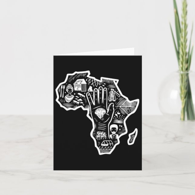 Svart historikmånad Afrika Karta Design Unity Art Kort (Framsida)