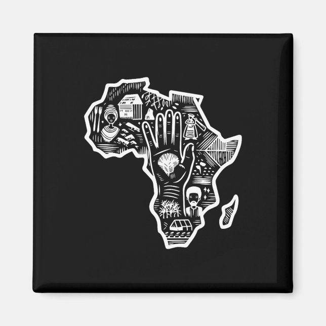 Svart historikmånad Afrika Karta Design Unity Art Magnet (Framsidan)