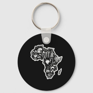 Svart historikmånad Afrika Karta Design Unity Art Nyckelring