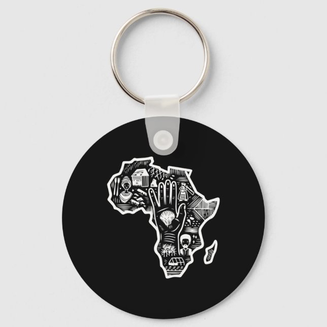 Svart historikmånad Afrika Karta Design Unity Art  Nyckelring (Framsida)