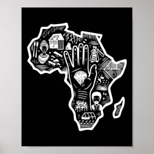 Svart historikmånad Afrika Karta Design Unity Art Poster