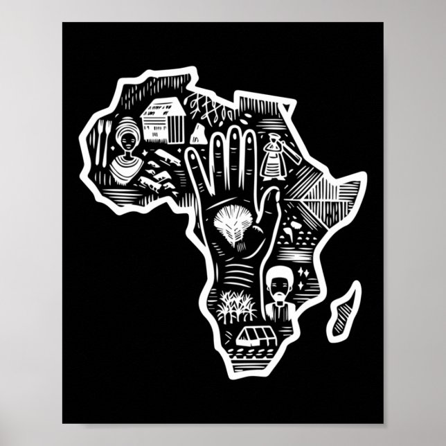 Svart historikmånad Afrika Karta Design Unity Art  Poster (Framsidan)