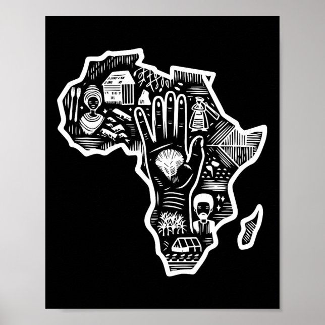 Svart historikmånad Afrika Karta Design Unity Art Poster (Framsidan)