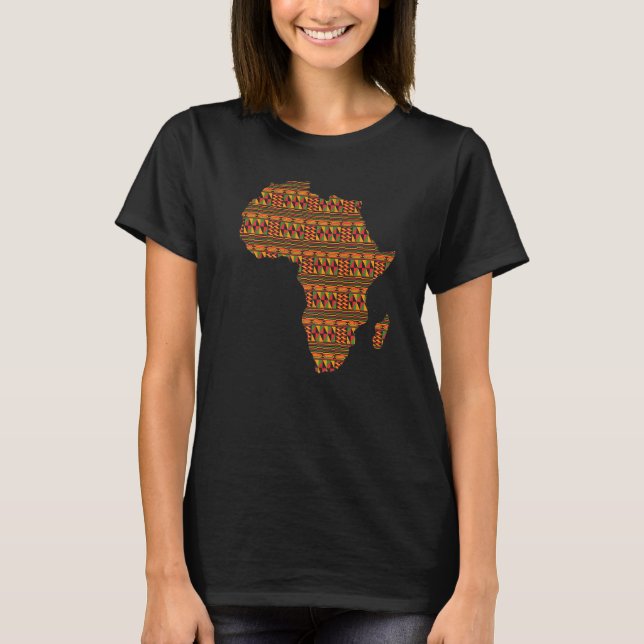 Svart historikmånad Afrika Karta Kente Trasa för A T Shirt (Framsida)