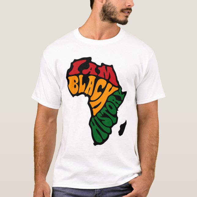 Svart historikmånad, Afrika Karta Kente Trasa T Shirt (Framsida)