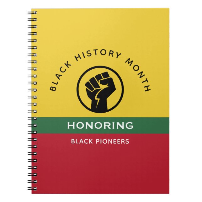 Svart historikmånad Afrikas amerikanska böjda text Anteckningsbok (Framsidan)