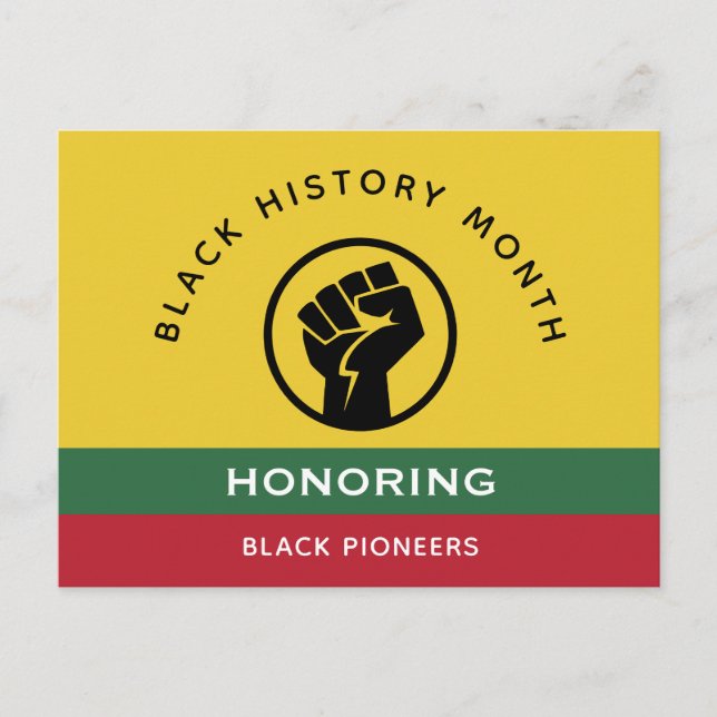 Svart historikmånad Afrikas amerikanska böjda text Vykort (Framsida)