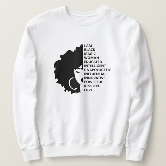 Svart historikmånad Afro Woman African American Lång Ärmad Tröja (Design framsida)