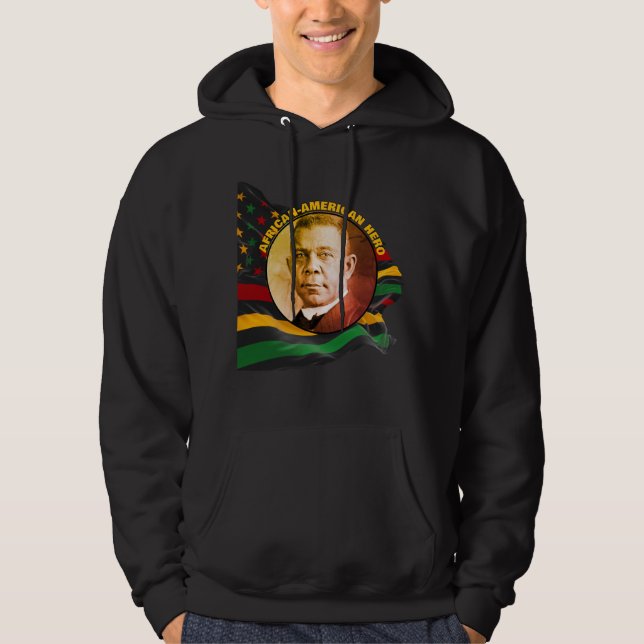 Svart historikmånad BOOKER T WASHINGTON Hoodie (Framsida)