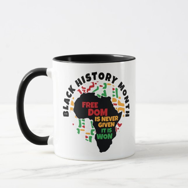 Svart historikmånad Frihet ges aldrig, det är Mugg (Vänster)