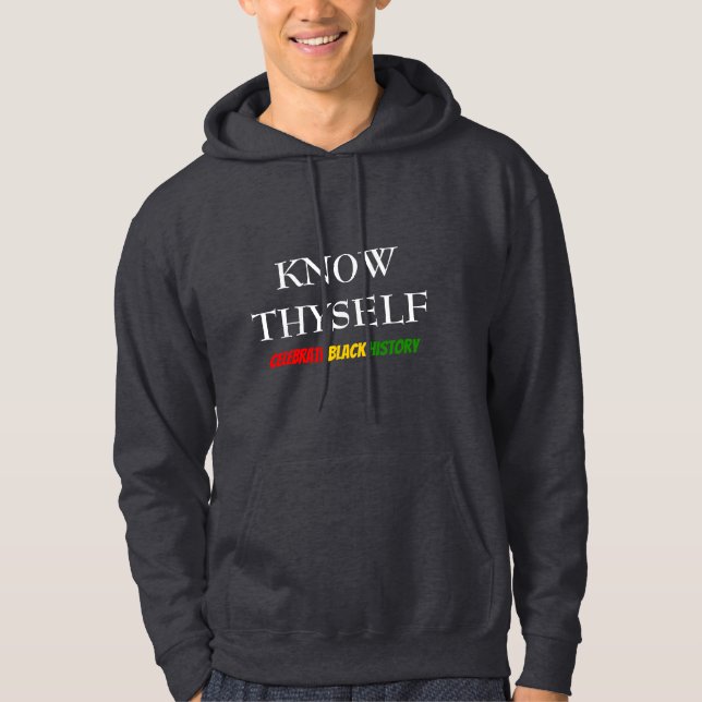 Svart historikmånad KNOW THYSELF Hoodie (Framsida)