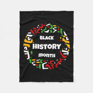 Svart historikmånad med afrikansk Karta Flagga för Fleecefilt