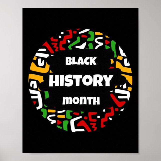 Svart historikmånad med afrikansk Karta Flagga för Poster (Framsidan)