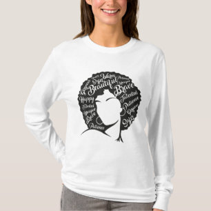 Svart historikmånad Naturlig Hair Afro Ord Art T Shirt