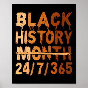 Svart historikmånad Proud Black 24 7 365 Melanin J Poster