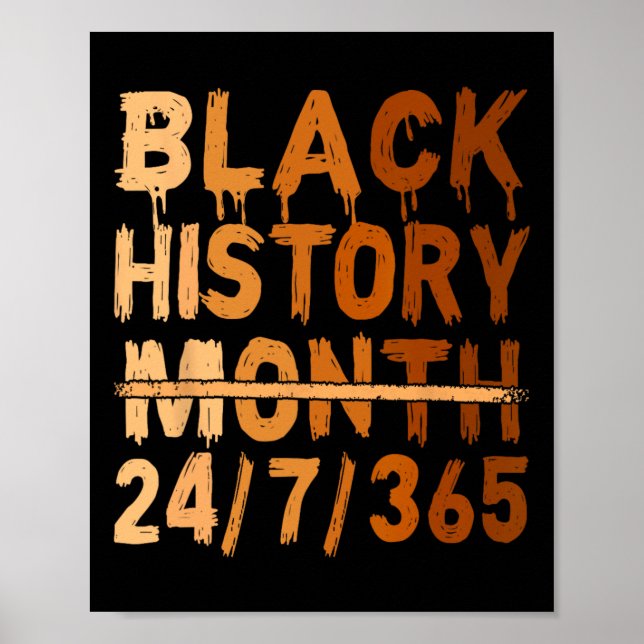 Svart historikmånad Proud Black 24 7 365 Melanin J Poster (Framsidan)