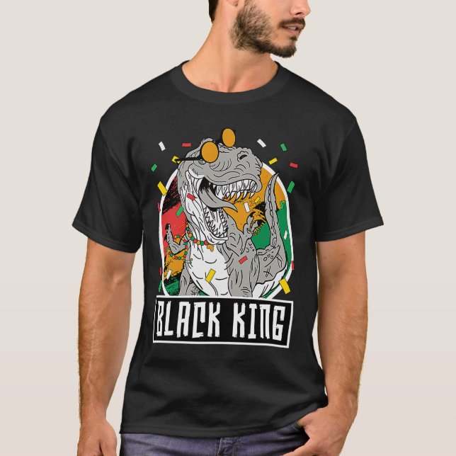 Svart historikmånad Rex Dinosaur Black Kung Dino B T Shirt (Framsida)