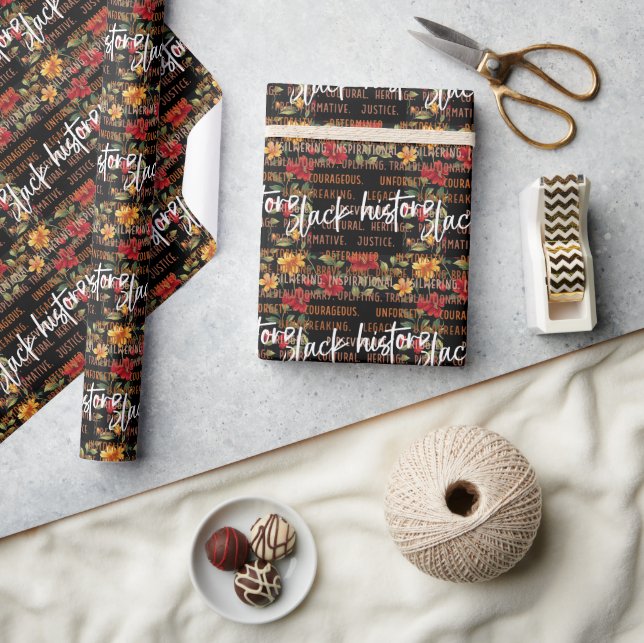 Svart historikmånad Svällning Papper brant Blommig Presentpapper (Hantverk)