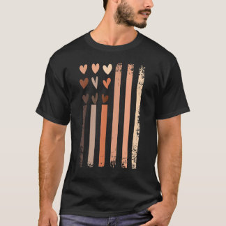 Svart historikmånad USA flagga Skin Tone Hearts Me T Shirt