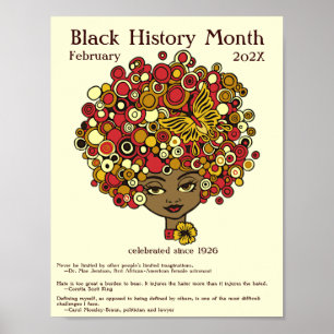 Svart historikmånad, vacker kvinnlig retro poster