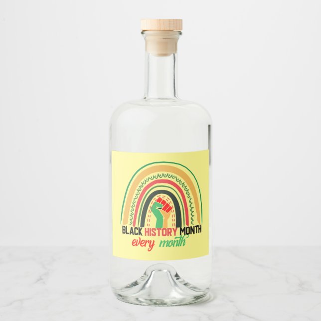 Svart historikmånad varje månad spritflaskor etikett (Framsida)