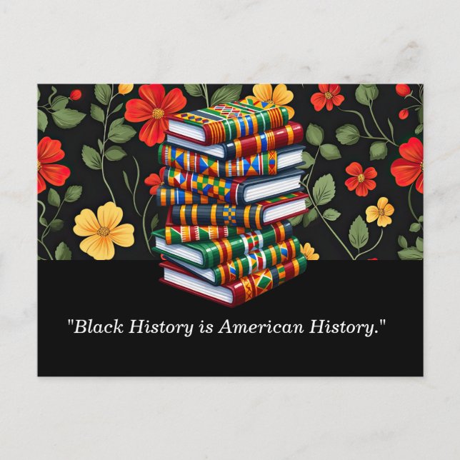 Svart historikmånatligt vykort med kraftig Blommig (Framsida)