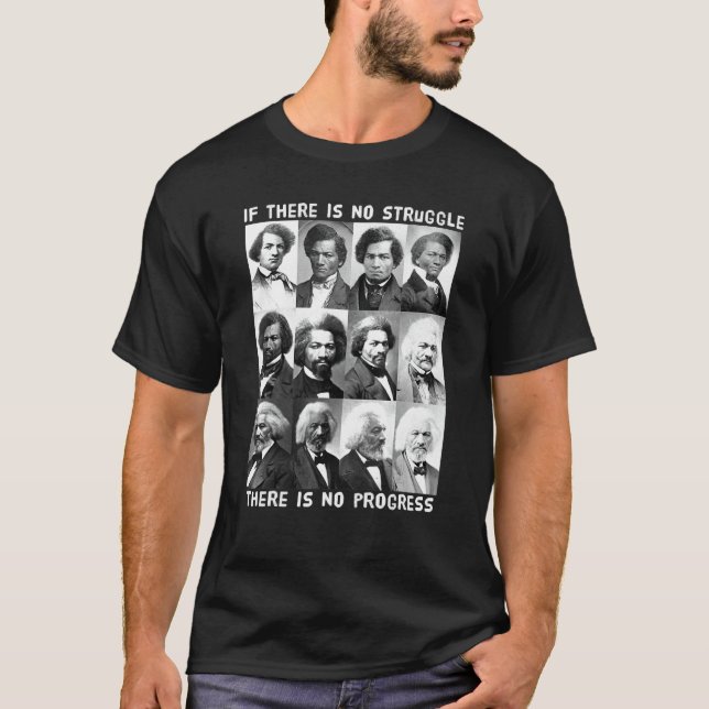 Svart historikstrid Progess Frederick Douglass T Shirt (Framsida)