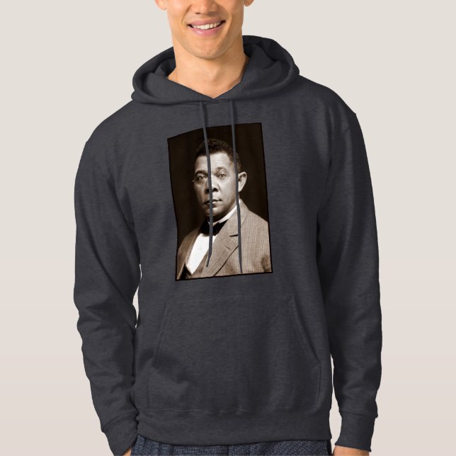 Svart historisk ikon: Booker T Washington, Porträt Hoodie (Framsida)