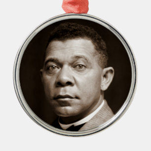 Svart historisk ikon: Booker T Washington, Porträt Julgransprydnad Metall