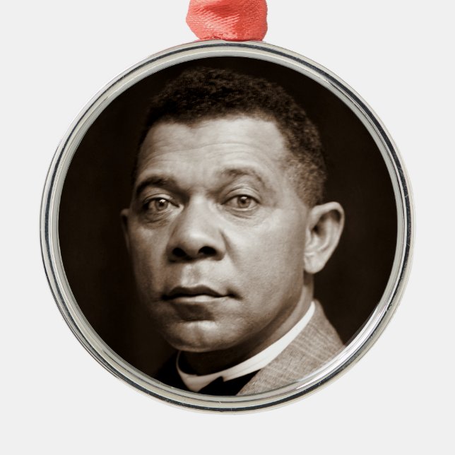 Svart historisk ikon: Booker T Washington, Porträt Julgransprydnad Metall (Framsidan)