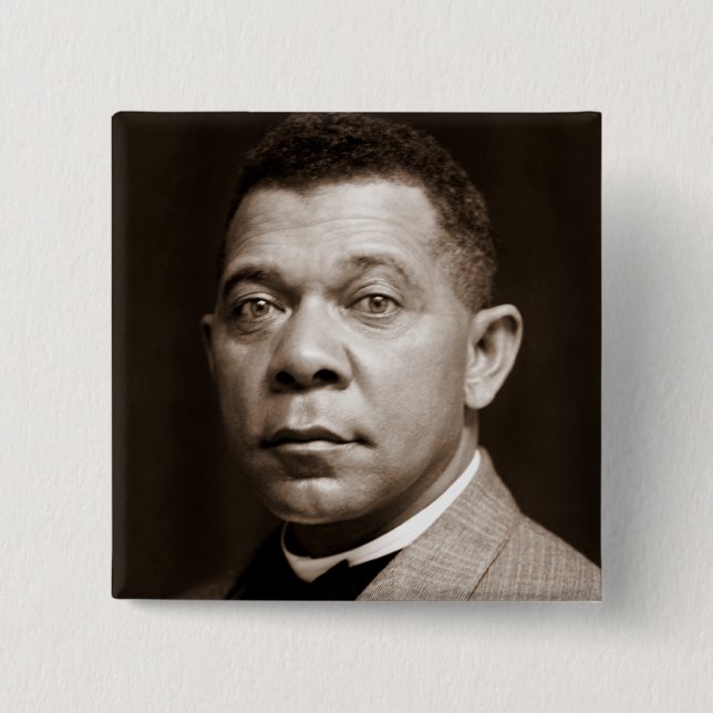 Svart historisk ikon: Booker T Washington, Porträt Knapp (Framsida)