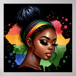 Svart historisk månad Melanin Manar Women Kids Poster